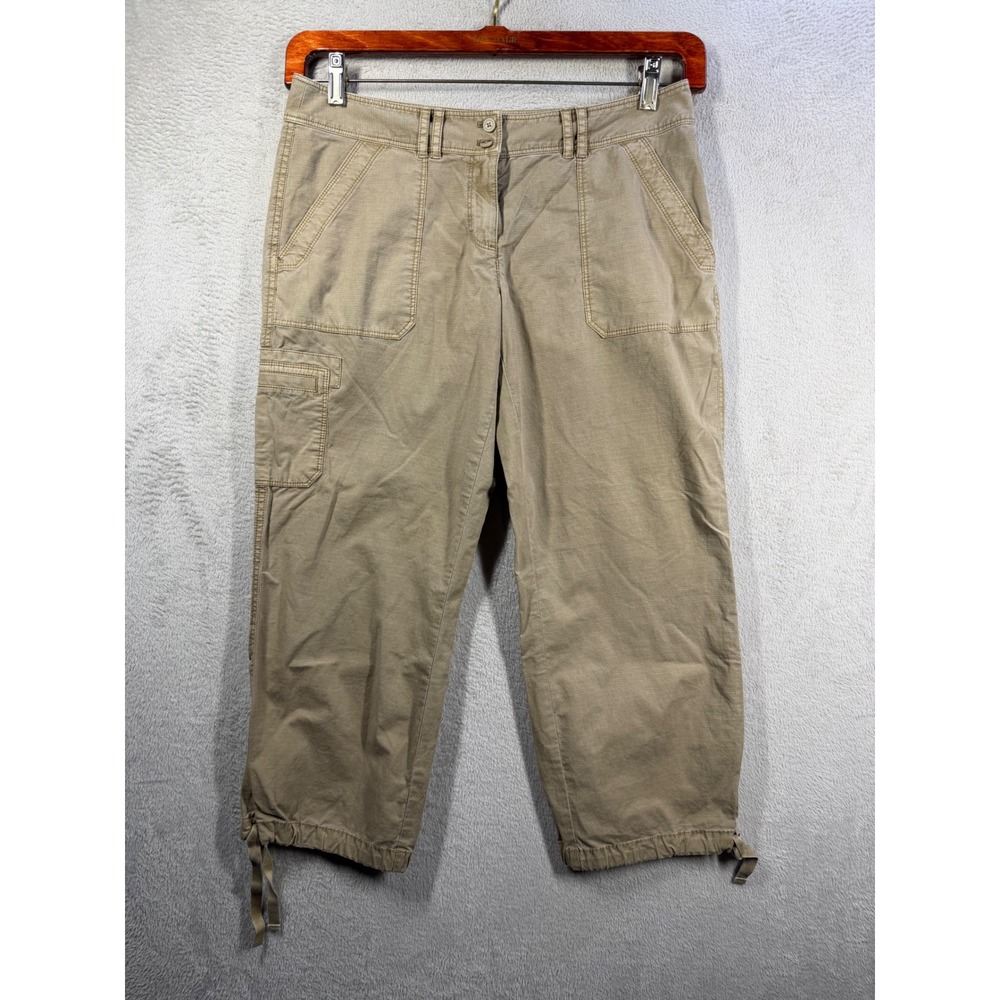 Tommy Bahama Cargo Crop Pants Womens 4 Khaki Tan Ripstop Utility Gorpcore 5598